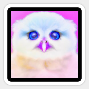 Baby Owl in white Cotton Candy style Sticker